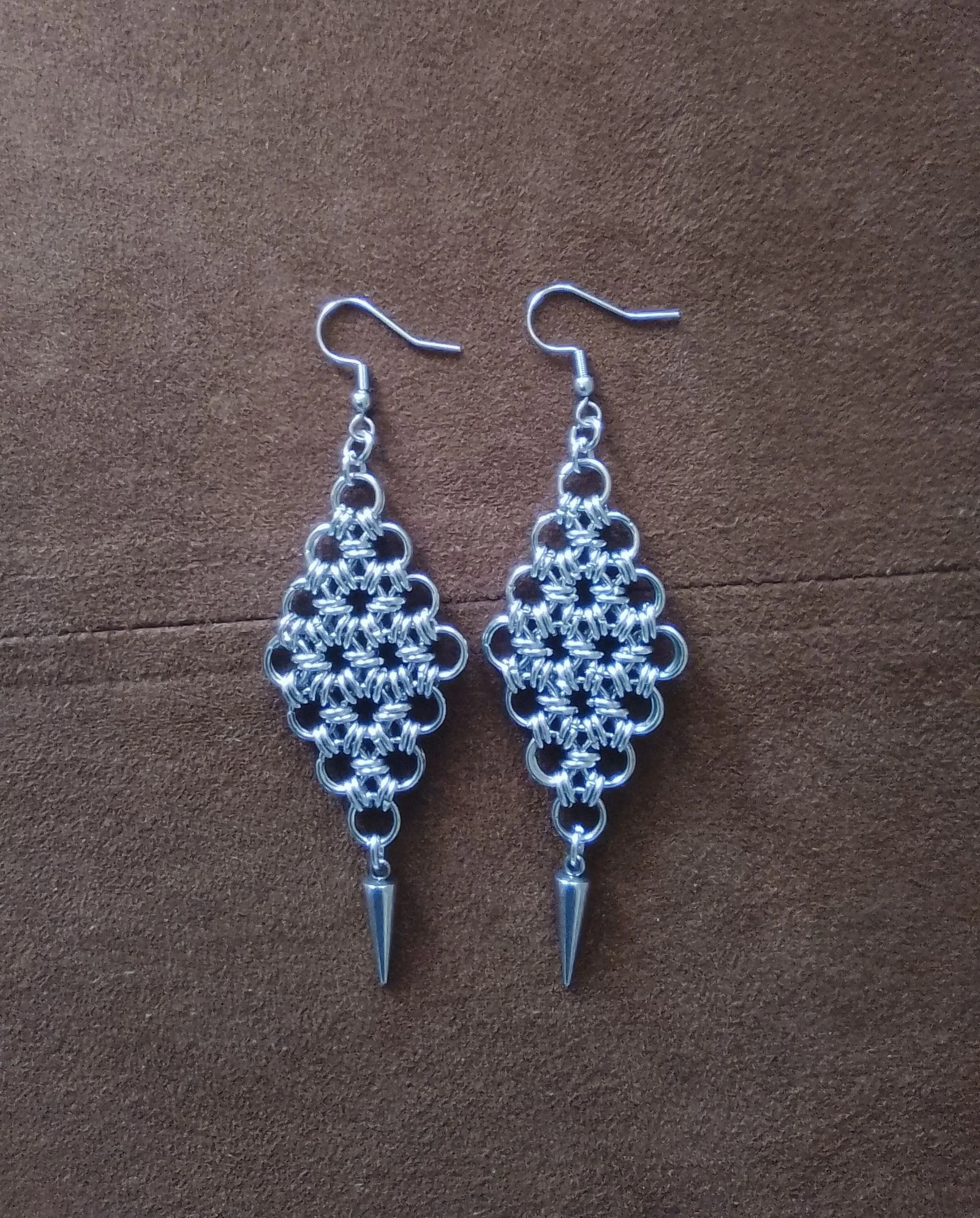 Boucles d'oreilles "losange" chainmail japonais  – photo 3